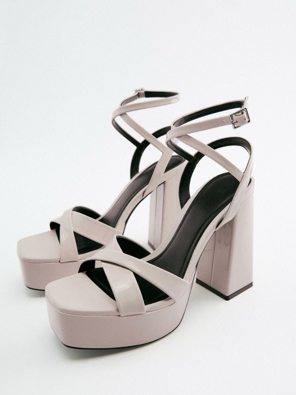 Zara Blush Platform Block Heel Sandals